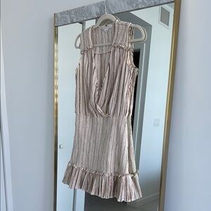 Veronica beard size XS beige cotton dress with shiny metallic stripes